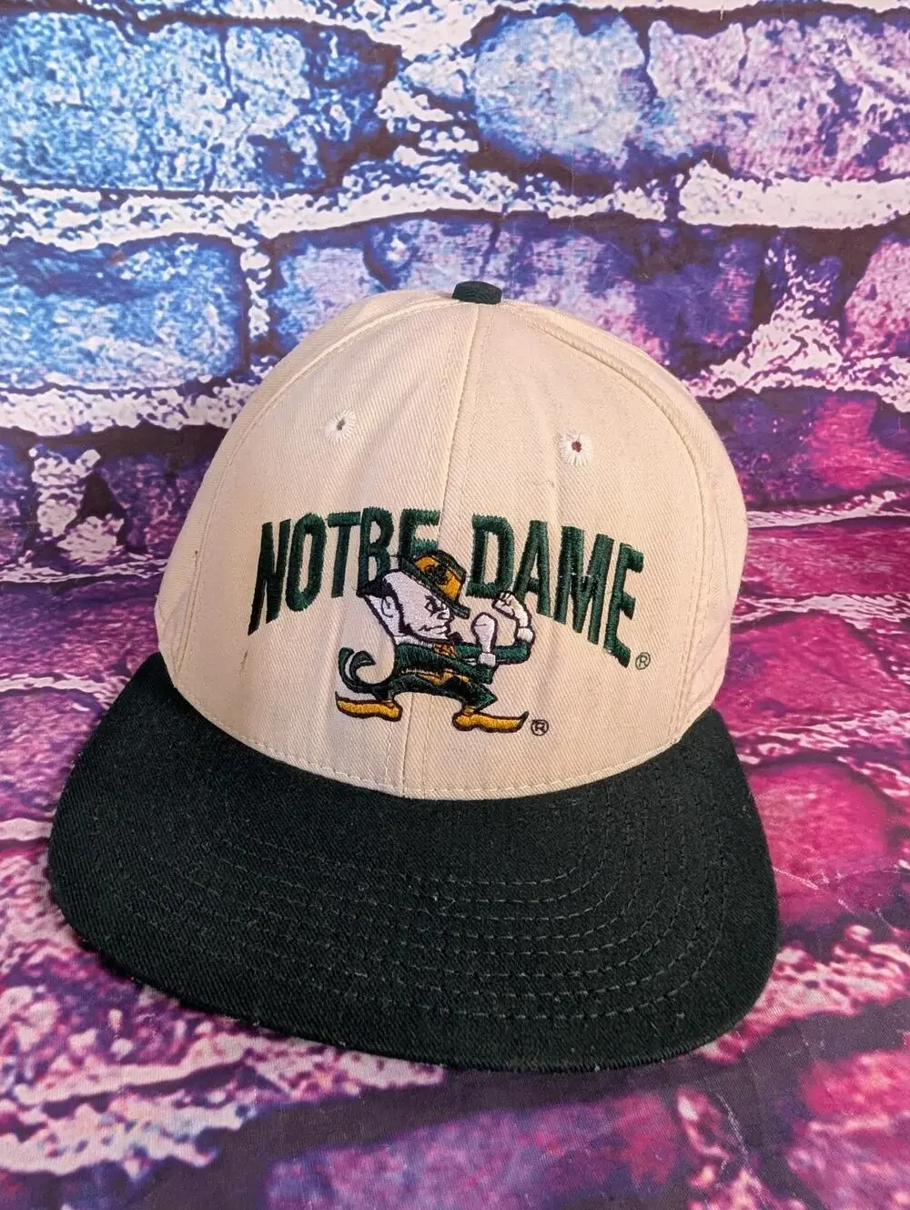 Vintage 90s Notre Dame Fighting Irish University Square Snapback Hat